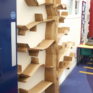 school library tree shelf