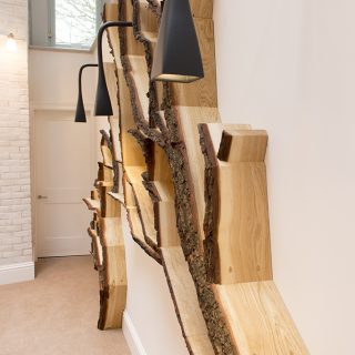 bespoak interiors tree shelf wall art installation