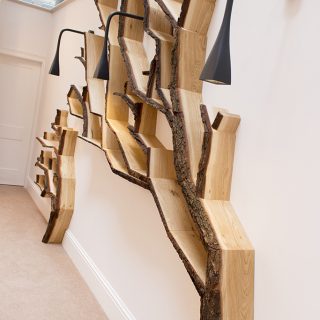 wall art feature a tree shelf by bespoak interiors