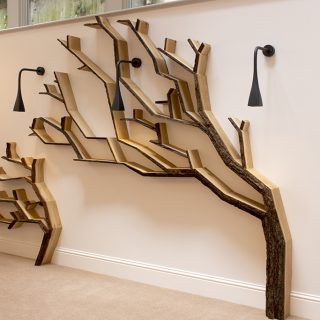 wall art tree shelf design and installation by bespoak interiors