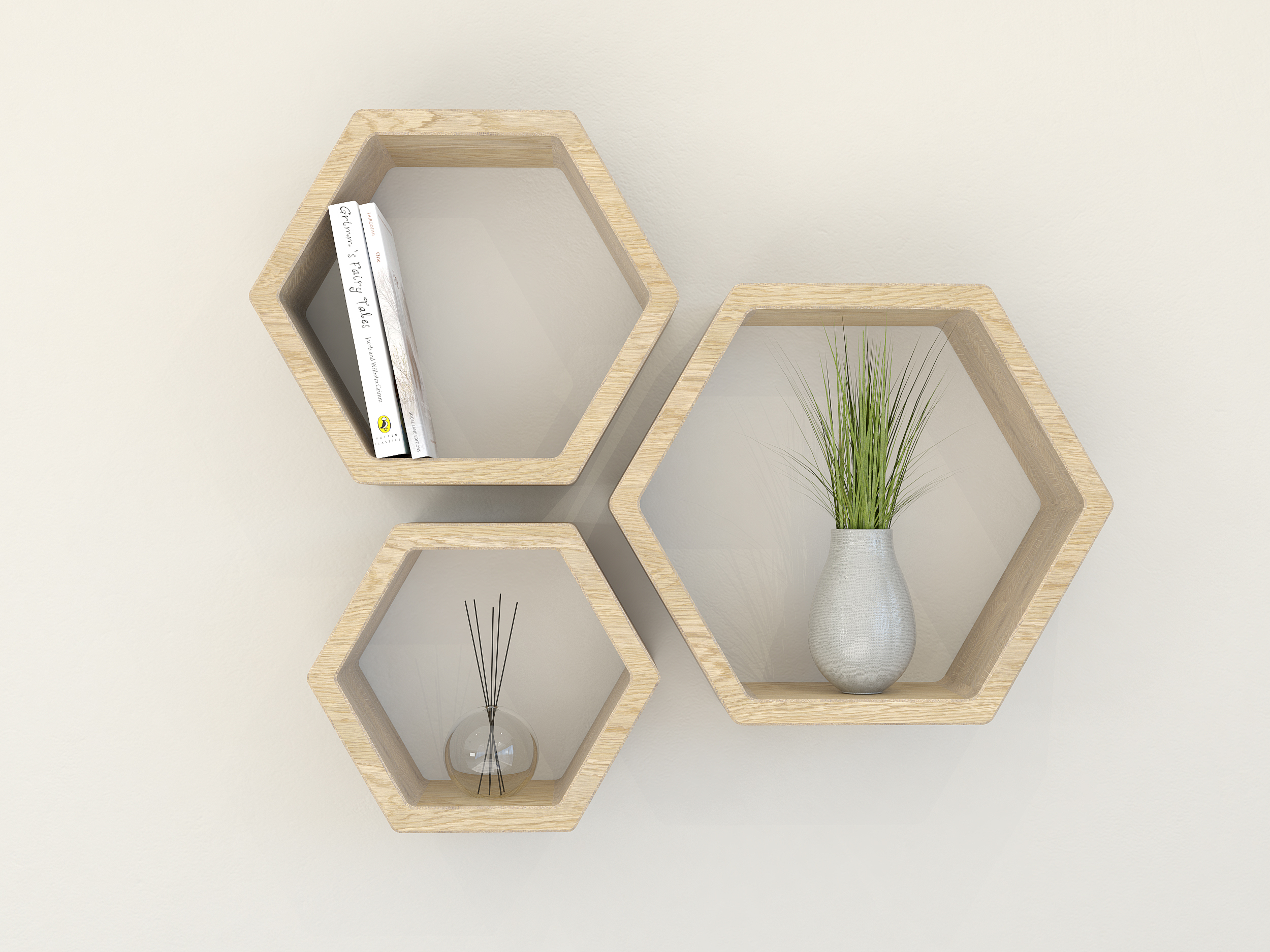 Hexagon Shelves Solid Oak hexagon shelf BespOak Interiors