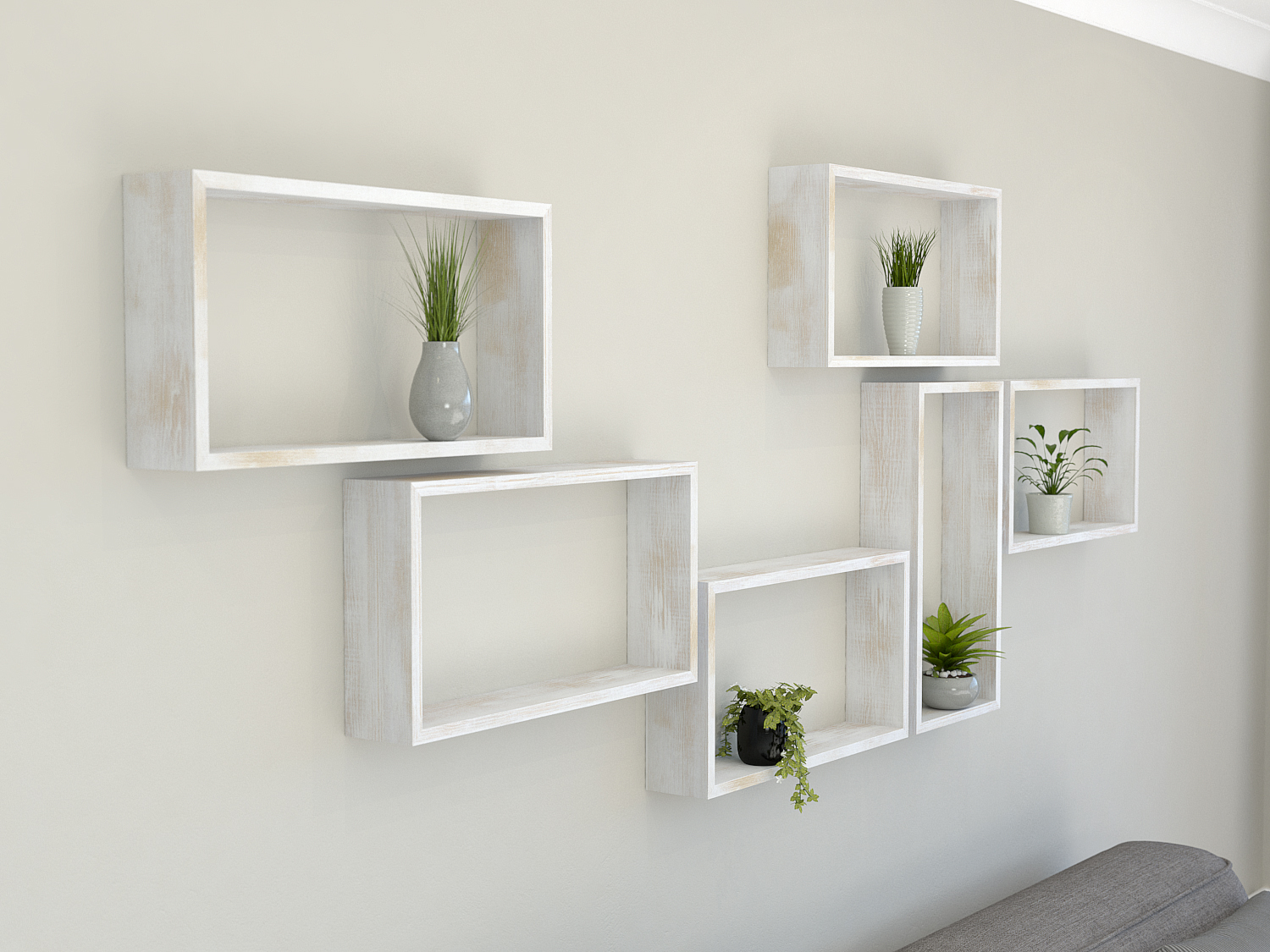 Rectangle Shelves Rustic White Oak