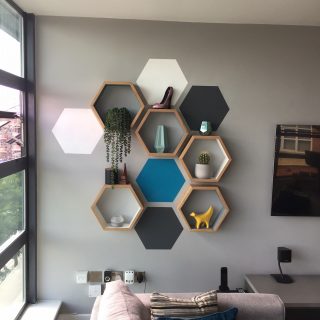 Painted hexagon wall feature