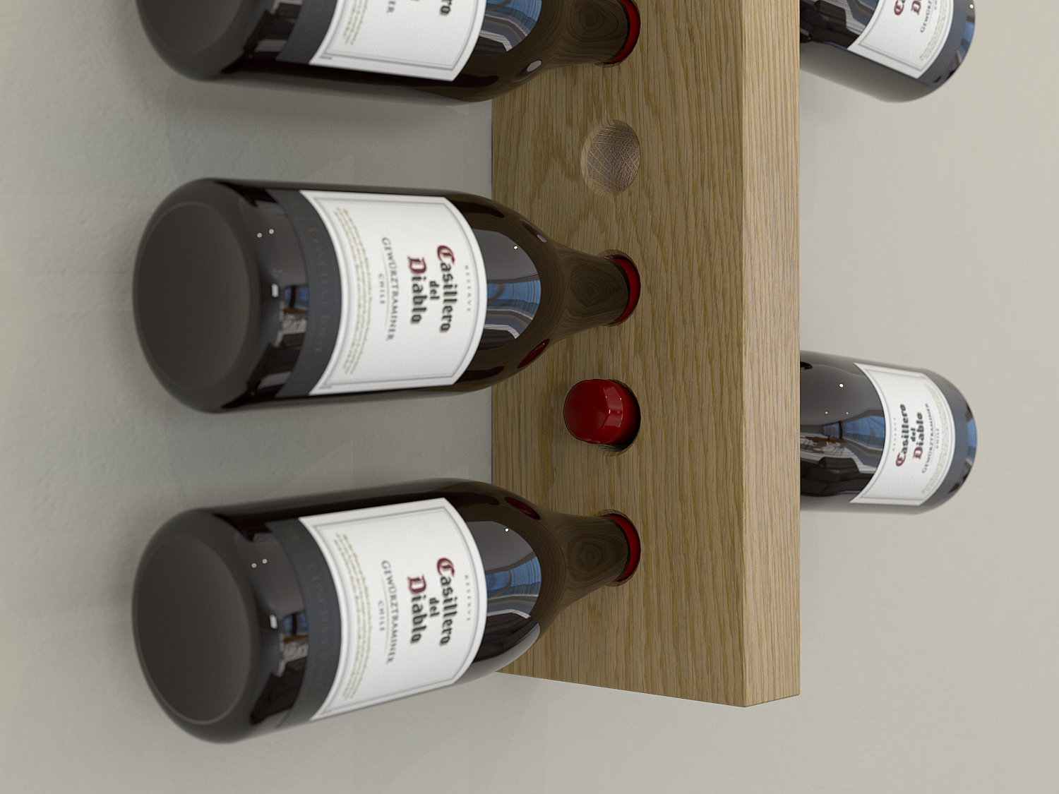 Floating Oak Wine Bottle Rack Oiled