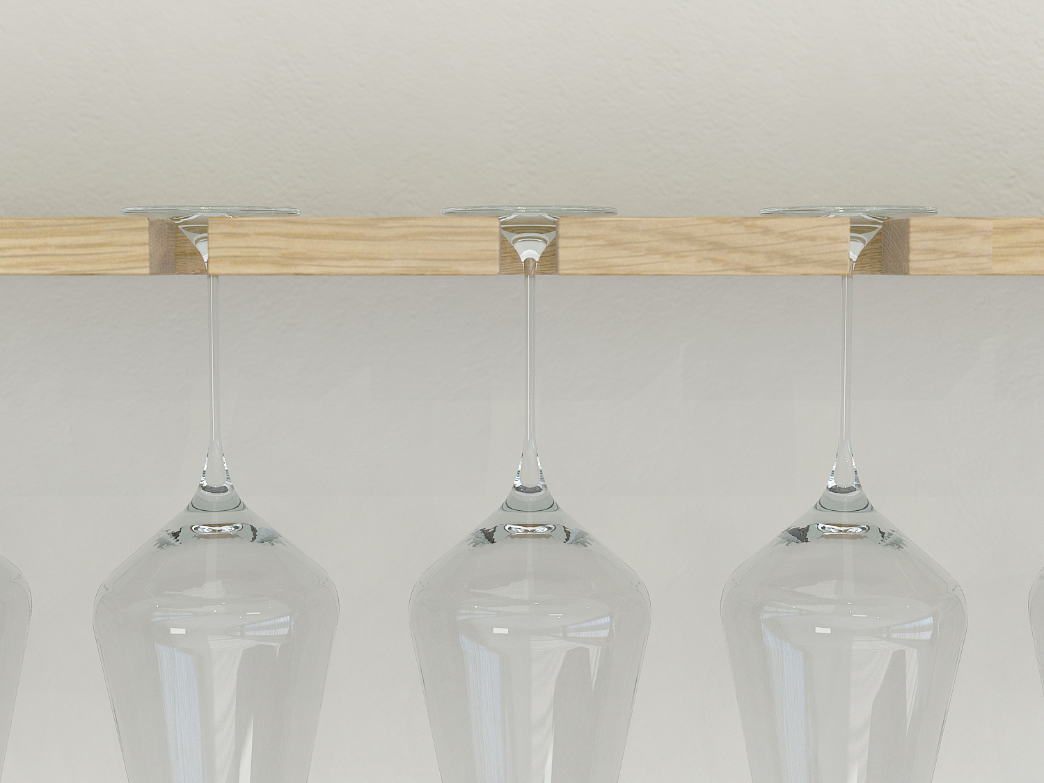 Oiled Oak Wine Glass Rack Floating, Glass Wine Shelves