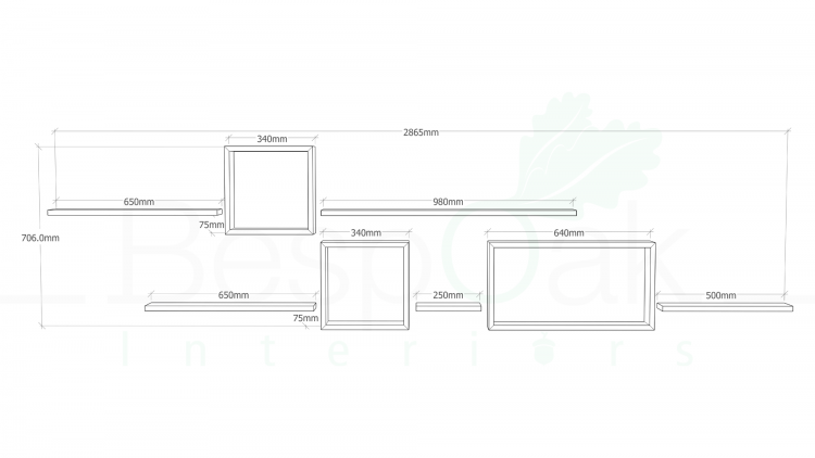 Square rectangle and floating shelf layout drawing
