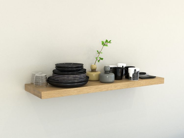 Heavy duty floating shelves solid oak floating shelf for kitchen plate shelves oiled oak finish