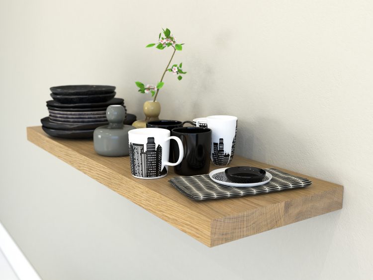 Heavy duty kitchen wall shelves floating shelves solid oak floating shelf for kitchen plate shelves oiled oak finish